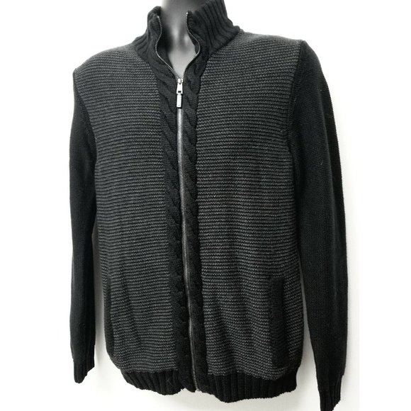 Calvin Klein Jeans Men's Black Full Zipper Knit Sweater Size Medium - Picture 3 of 5